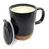 Ceramic Coffee Cup Mug with lid and Cork Bottom