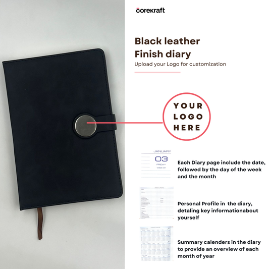 Black leather Finish diary #D20