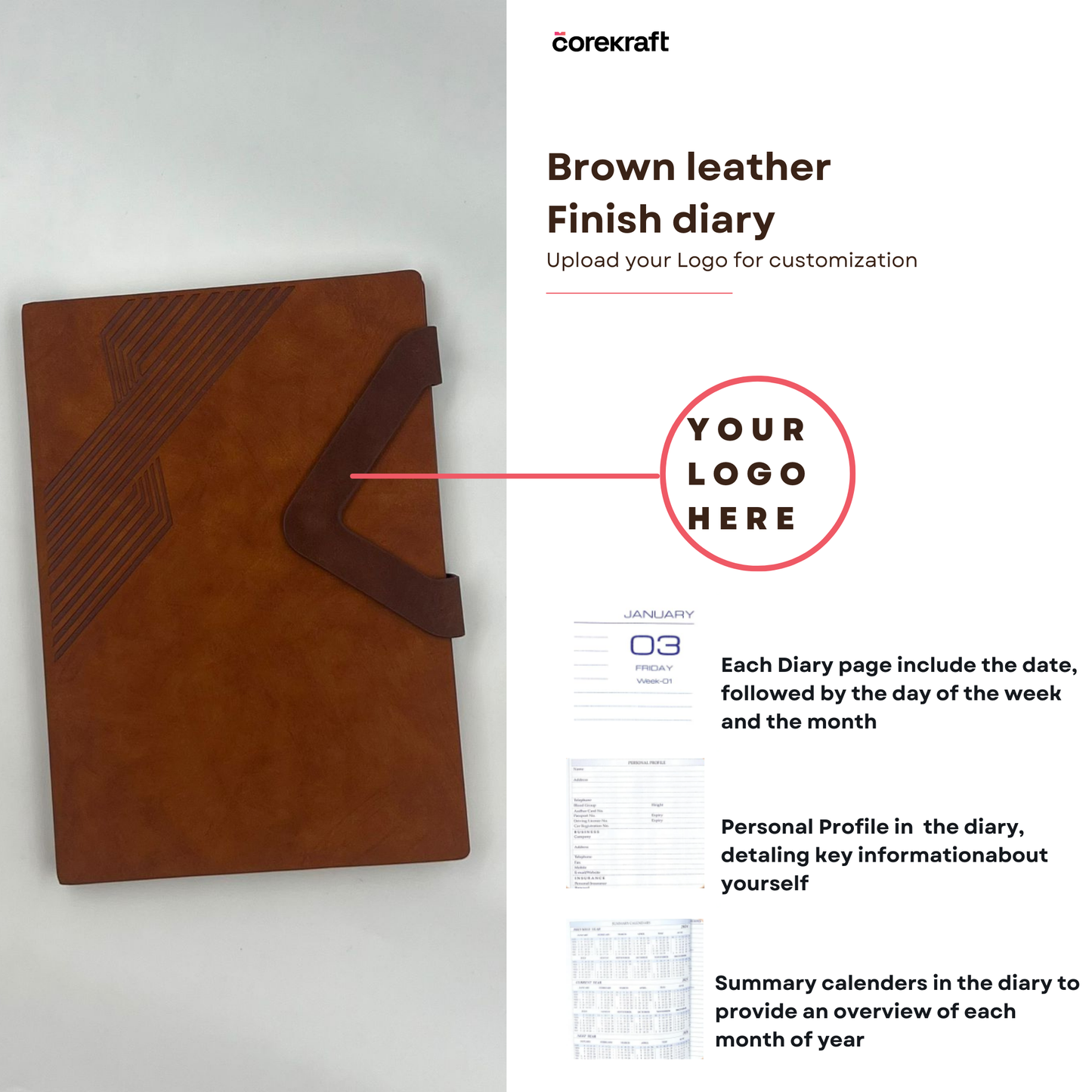 Brown leather Finish diary #D21