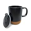 Ceramic Coffee Cup Mug with lid and Cork Bottom