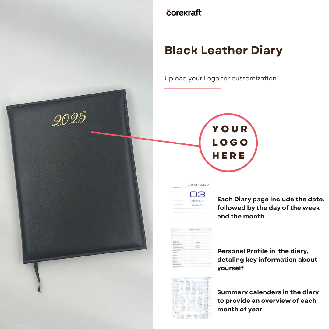 Black Leather Diary #D32